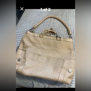 Elegant Cream Woven Handbag